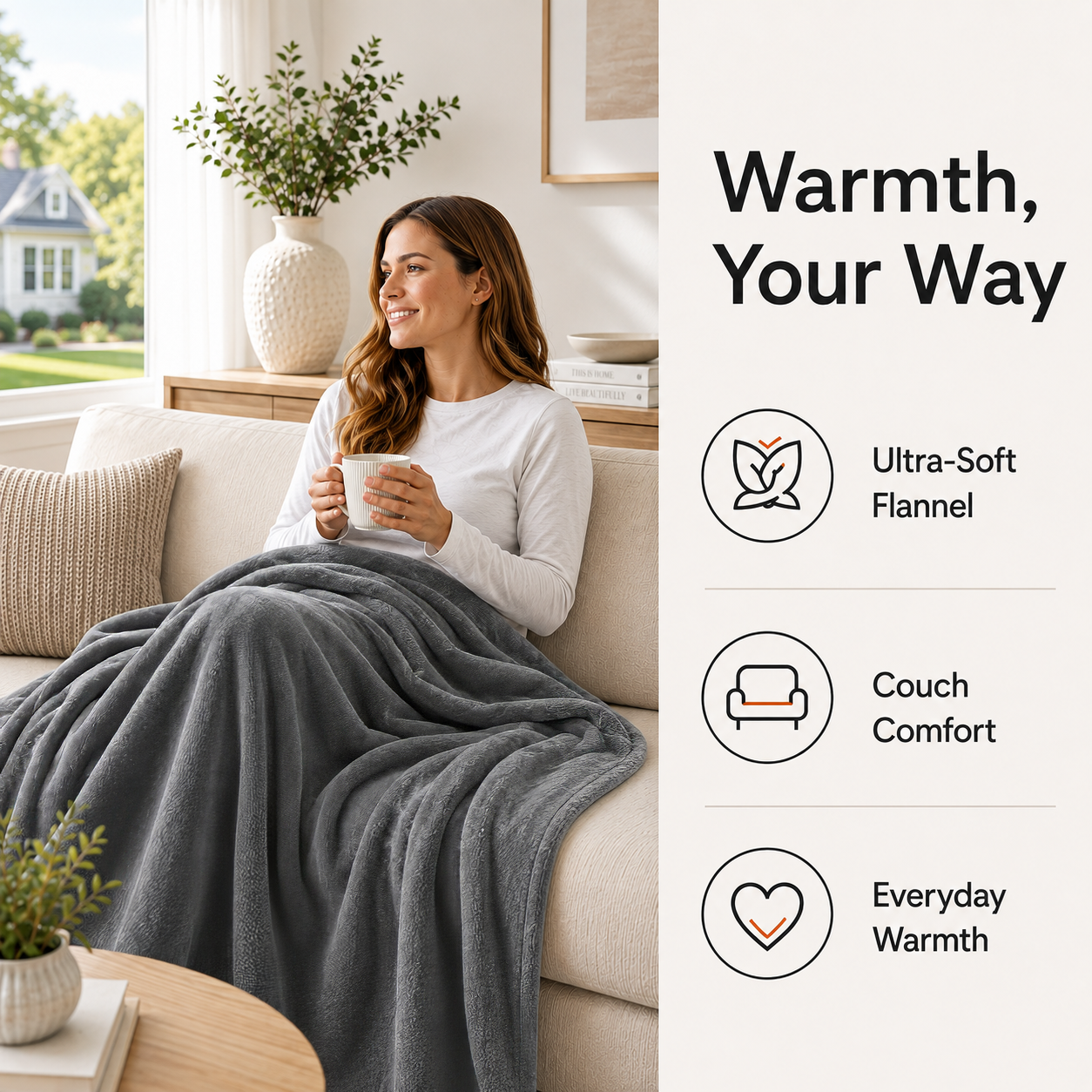 SUNNY HEAT Electric Blanket Heated Queen 84" x 90" -Fast Heating 9 Levels & 10H Auto off, Warm Soft Fannel Machine Washable, for Bed/Couch/Office, Light Grey
