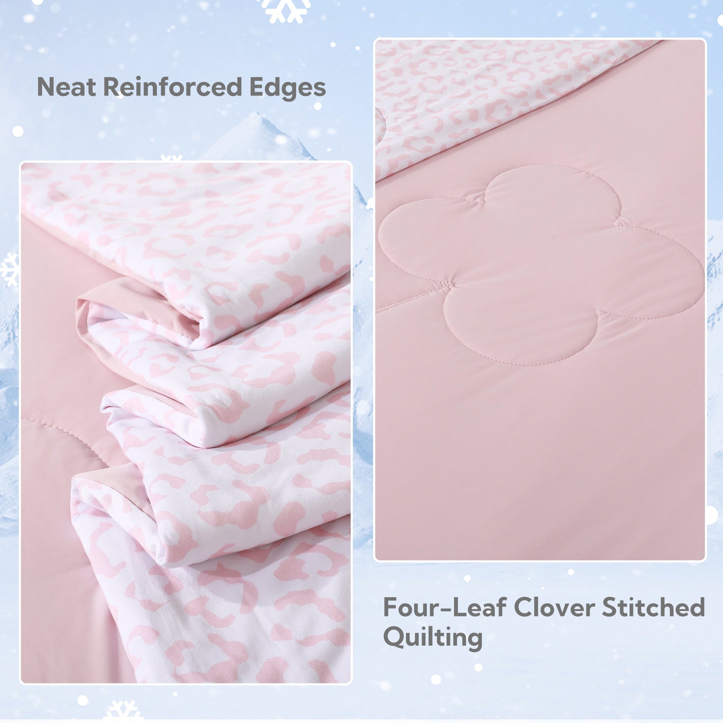 SUNNY HEAT Cooling Summer Comforter Twin Size 60"x80", Cooling Blanket for Hot Sleepers, Lightweight Breathable Double-Sided Quilt, Leopard Ice Pink