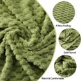 SUNNY HEAT Flannel Blanket Queen Size Luxury Bed Blanket, All Season Comfort, Skin Friendly & Lightweight, Olive Green