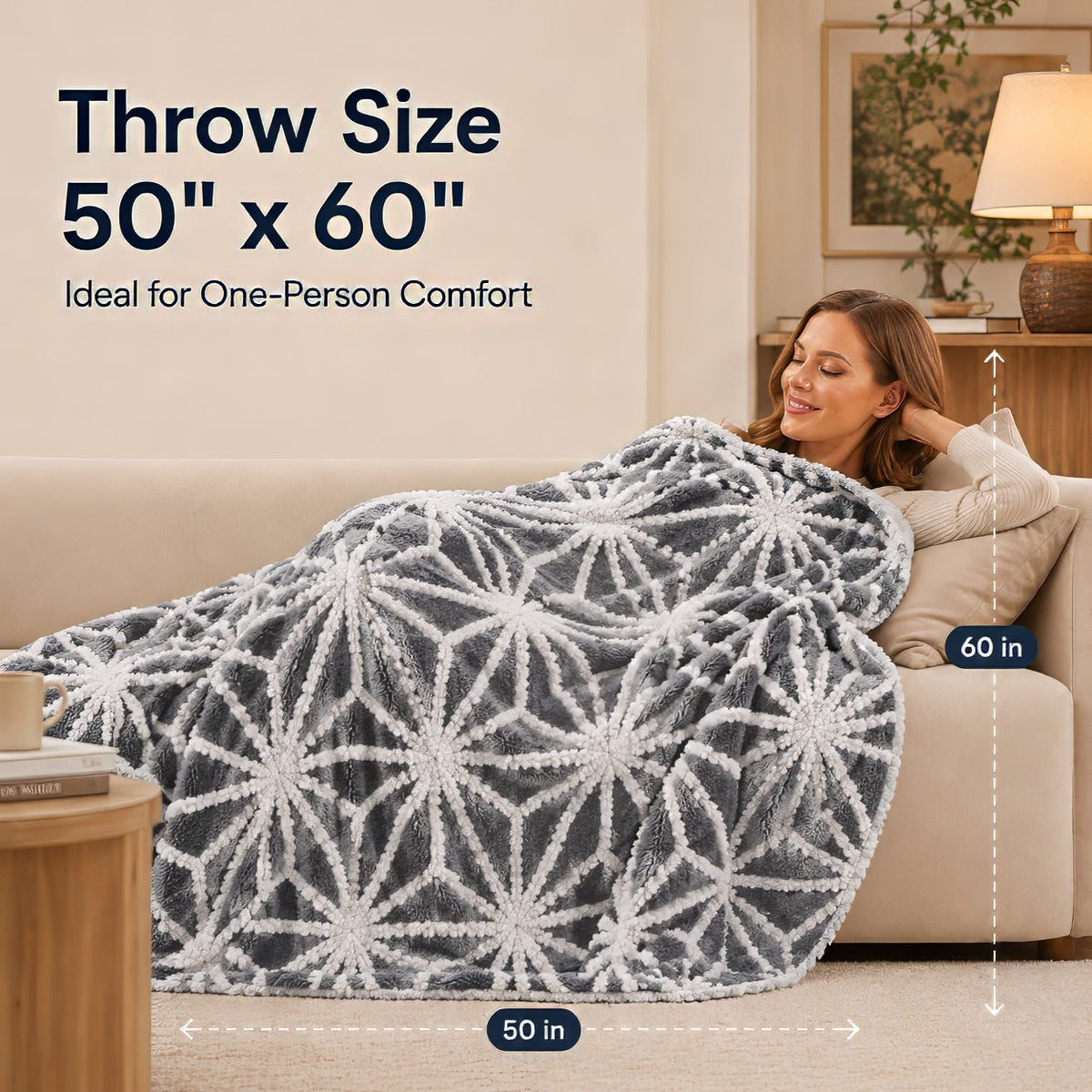 SUNNY HEAT Electric Heated Blanket 5 Heating Levels & 3 H Auto Shut Off, Warm Sherpa & Breathable, 50x60 Inch, Gray