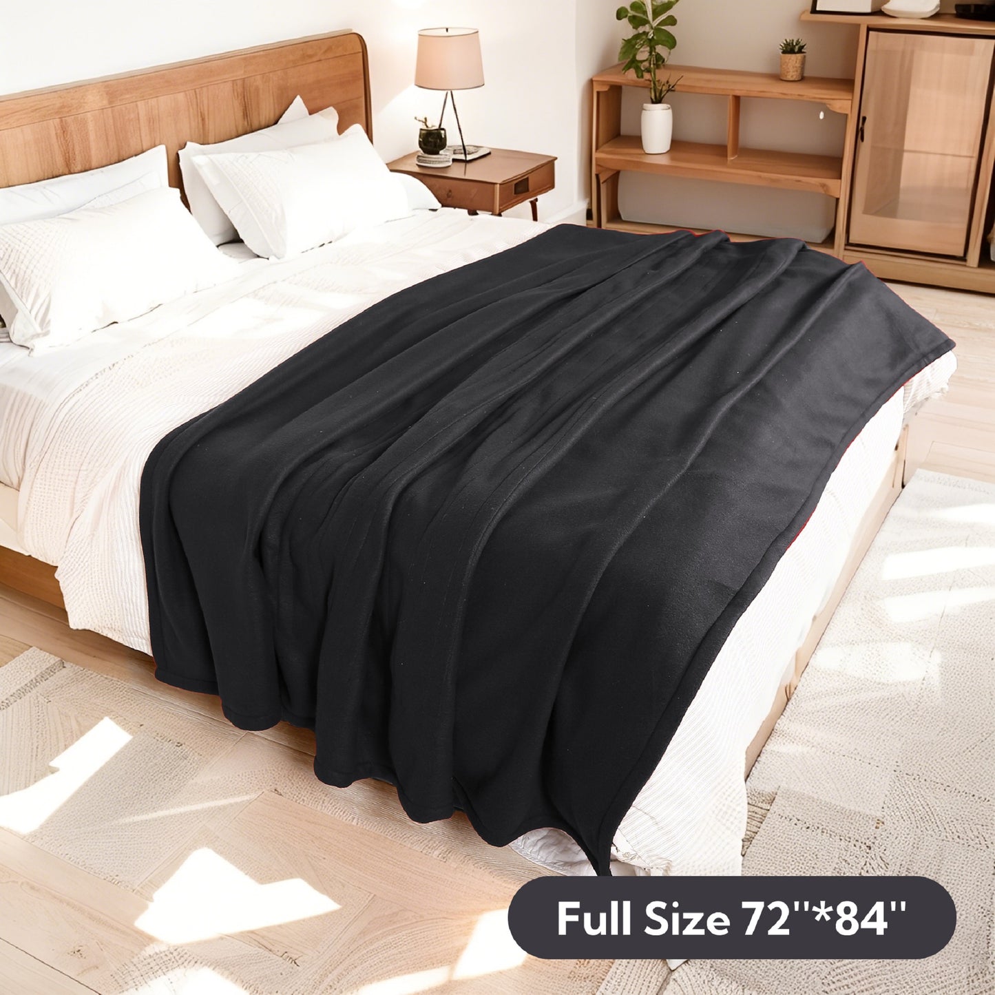 SUNNY HEAT Heated Electric Blanket Full Size 72''x84''- 4 Heat Levels & 10 Hours Auto Off, Fast Heating & Over-Heat Protection, Dark Gray