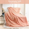 SUNNY HEAT Flannel Blanket Queen Size Luxury Bed Blanket, All Season Comfort, Skin Friendly & Lightweight, Nude Pink
