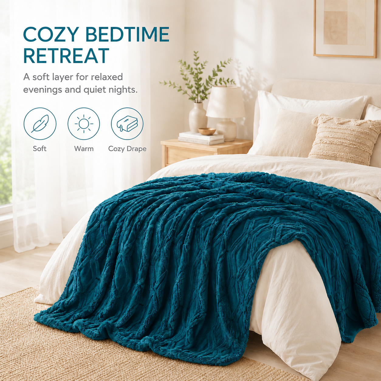 SUNNY HEAT Bed Blanket 70×78 Inches, Breathable and Cozy Microplush for Bed Sofa Couch, Suitable for All Seasons, Green