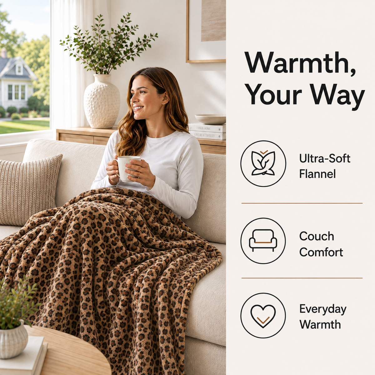 SUNNY HEAT Electric Blanket Heated Twin 62" x 84" -Fast Heating 9 Levels & 10H Auto off, Warm Soft Fannel Machine Washable, for Bed/Couch/Office, Classic Leopard Print