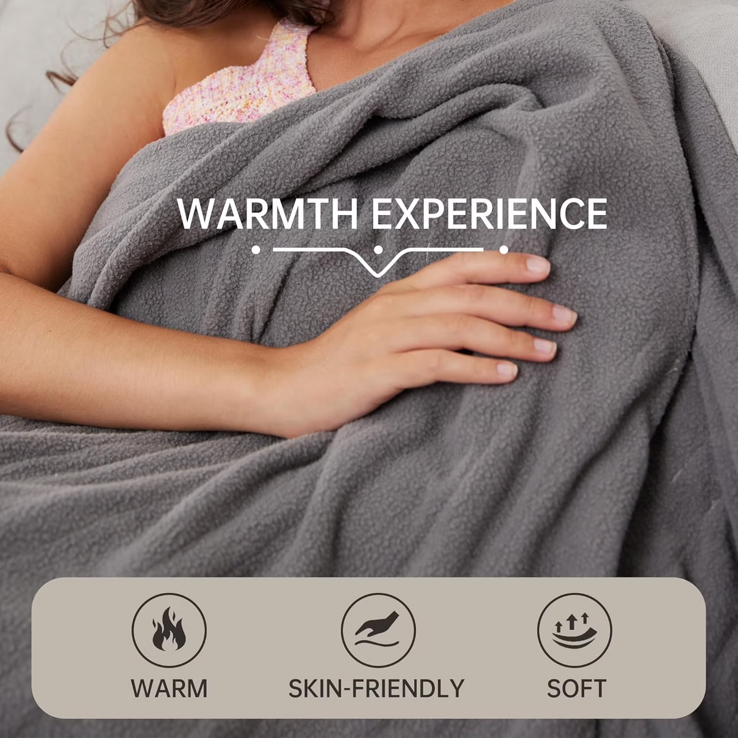 SUNNY HEAT Electric Heated Blanket Full Size 72" x 84" Soft Flannel with 4 Levels Heating & 10Hs Auto off, Machine Washable, Grey