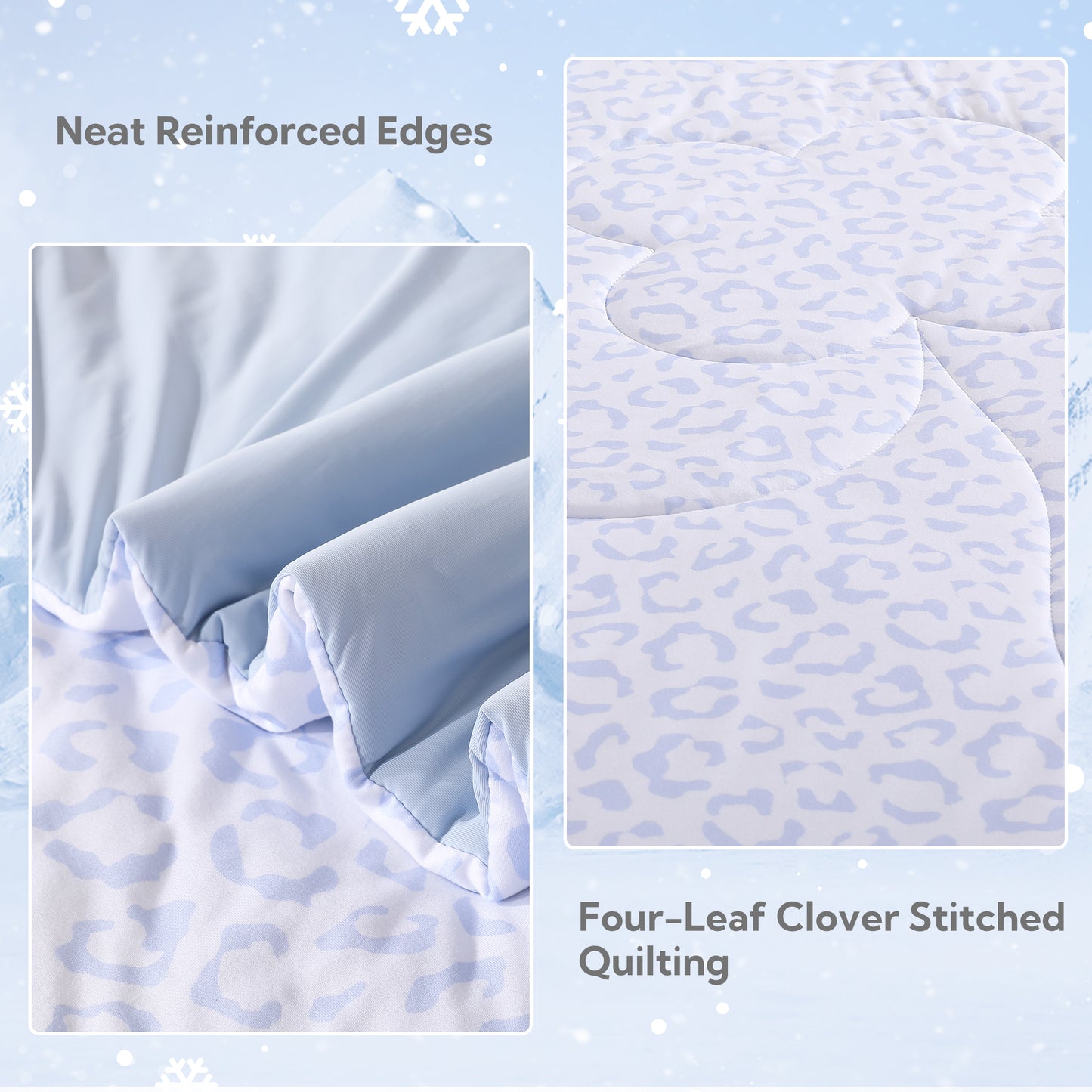 SUNNY HEAT Cooling Summer Comforter King Size 90"x108", Cooling Blanket for Hot Sleepers, Lightweight Breathable Double-Sided Quilt, Leopard Ice Blue