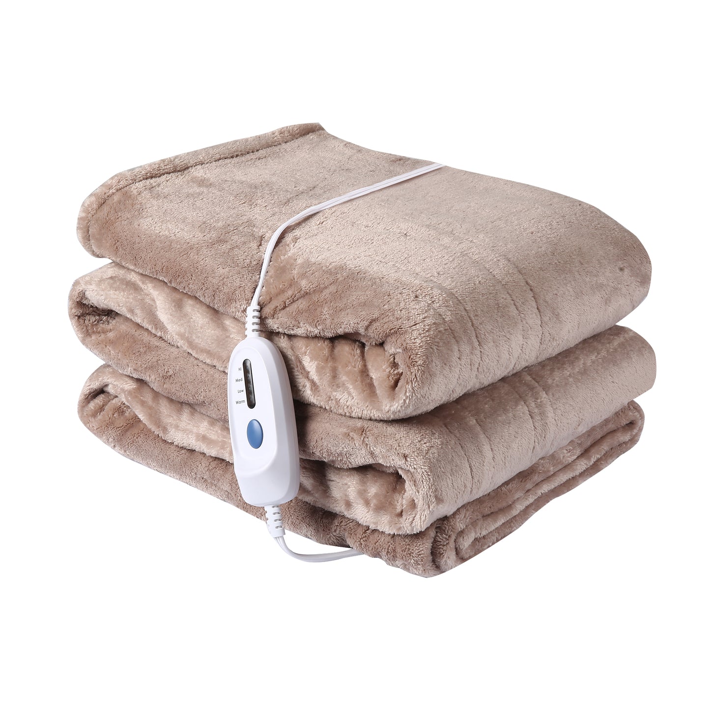 Electric Heated Blanket 50'' x 60'', Soft and Lightweight Plush Double-Sided Flannel Electric Blanket, Camel