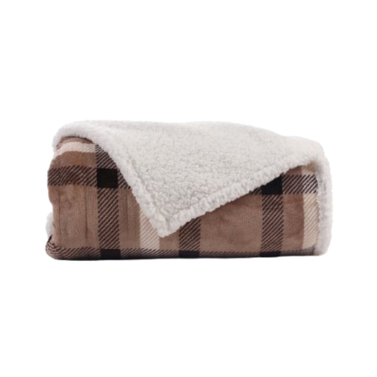 SUNNY HEAT Electric Heated Blanket 72"x84" Full Size, 10 Heating Levels & 12 H Auto Shut Off, Cotton & Microplush Plaid, Brown