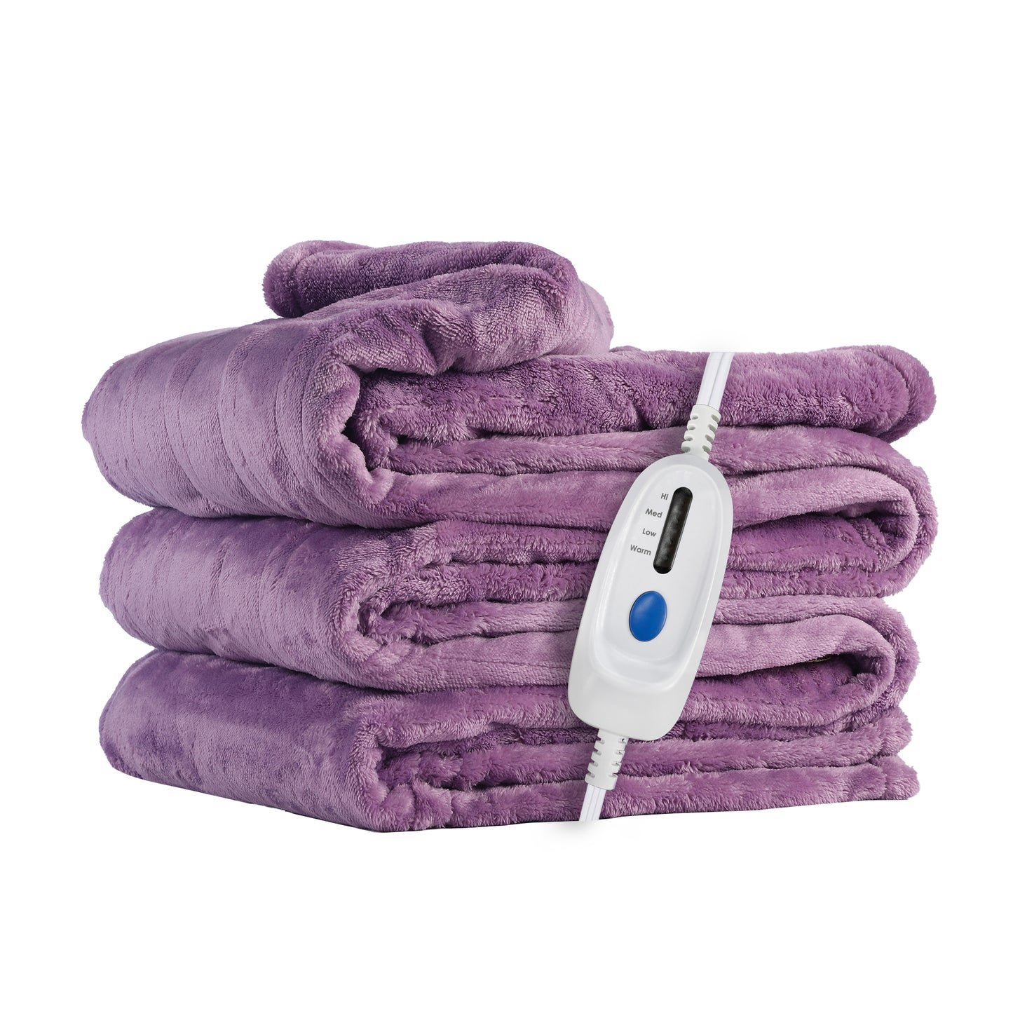 Electric Heated Blanket 72'' x 84'', Soft and Lightweight Plush Double-Sided Flannel Electric Blanket, Light Purple