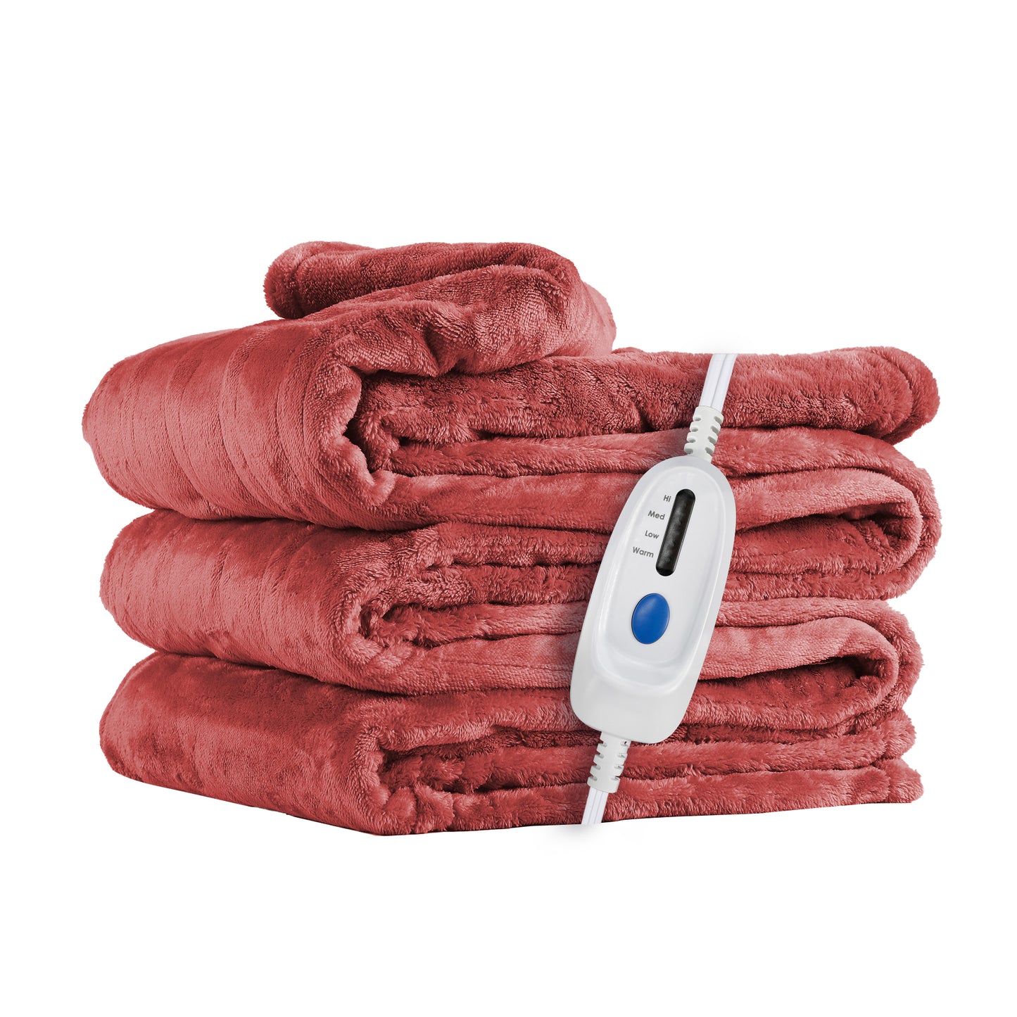 Electric Heated Blanket 72'' x 84'', Soft and Lightweight Plush Double-Sided Flannel Electric Blanket, Brick Red