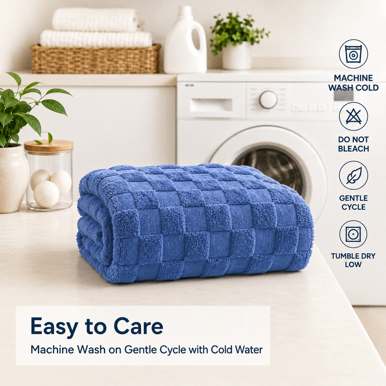 SUNNY HEAT Bed Blanket 78×90 Inches, Breathable and Cozy Microplush for Bed Sofa Couch, Suitable for All Seasons, Classic Blue