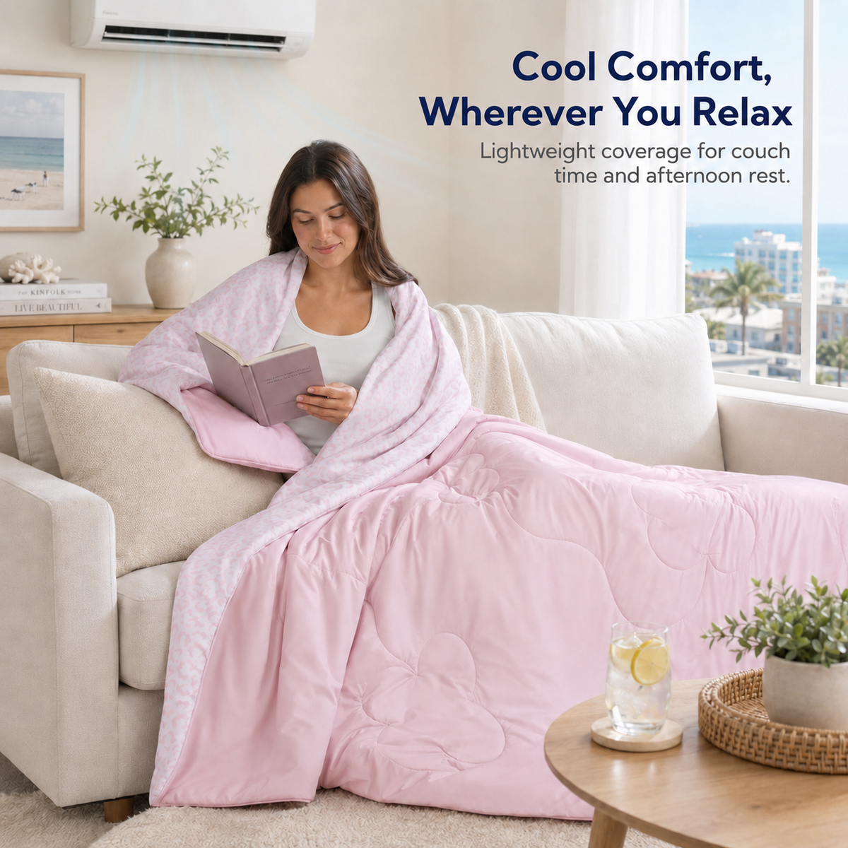 SUNNY HEAT Cooling Summer Comforter King Size 90"x108", Cooling Blanket for Hot Sleepers, Lightweight Breathable Double-Sided Quilt, Leopard Ice Pink