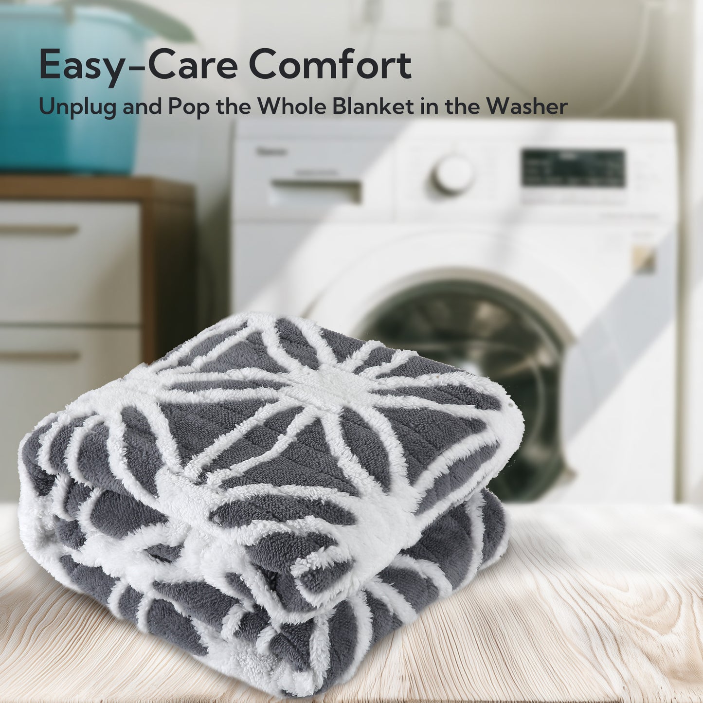 SUNNY HEAT Electric Heated Blanket 5 Heating Levels & 3 H Auto Shut Off, Warm Sherpa & Breathable, 50x60 Inch, Gray