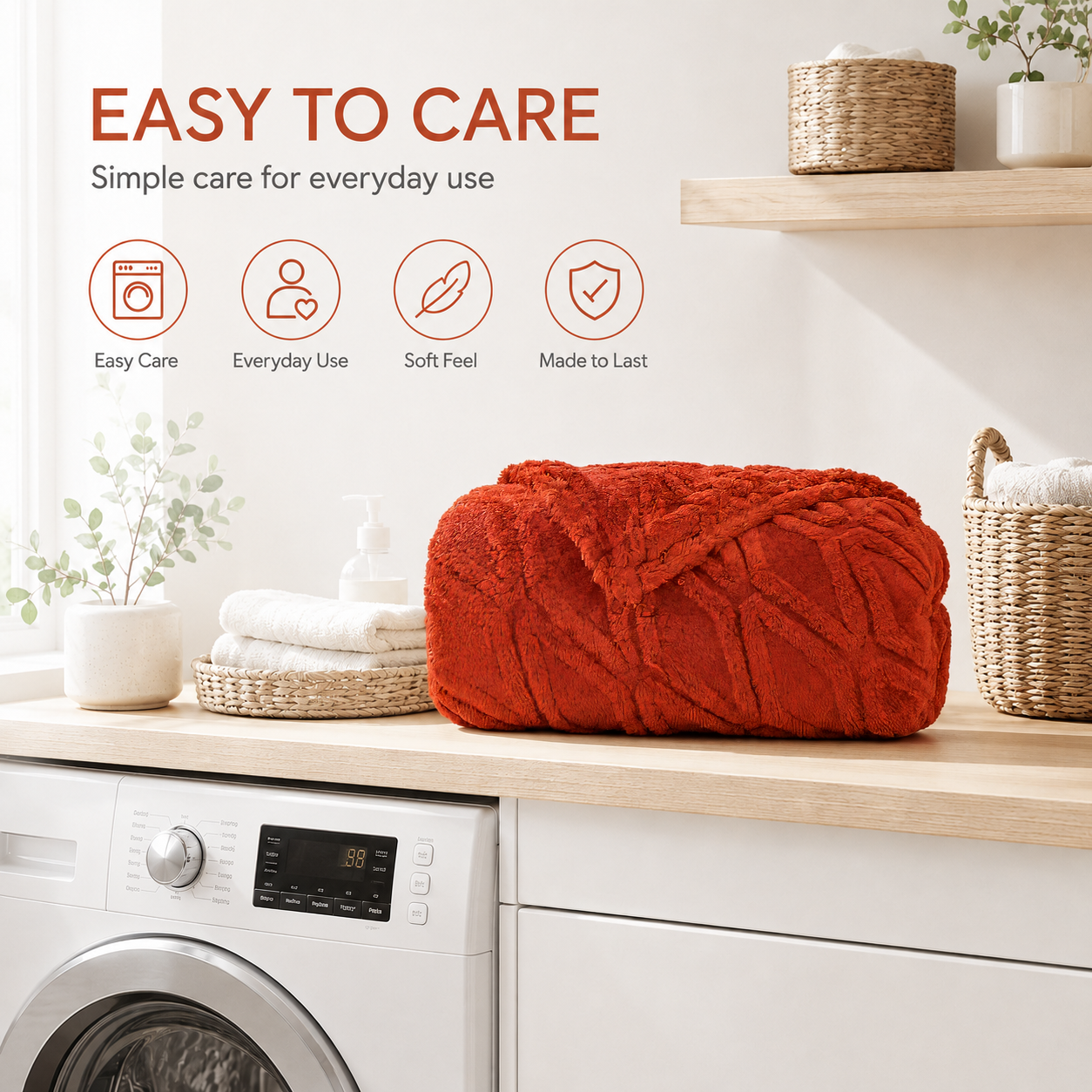 SUNNY HEAT Bed Blanket 78×90 Inches, Breathable and Cozy Microplush for Bed Sofa Couch, Suitable for All Seasons, Orange