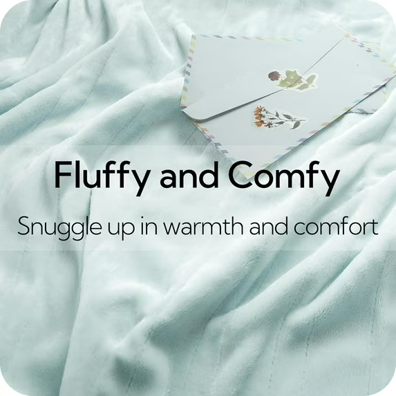 SUNNY HEAT Electric Heated Blanket Queen Size 84" x 90" Soft Flannel with 4 Levels Heating & 10Hs Auto off, Dual Controllers, Machine Washable, Spa Green