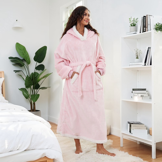 SUNNY HEAT Wearable Blanket, Standard Size, Warm & Cozy, Ideal for Bed, Sofa & Travel, Light Pink