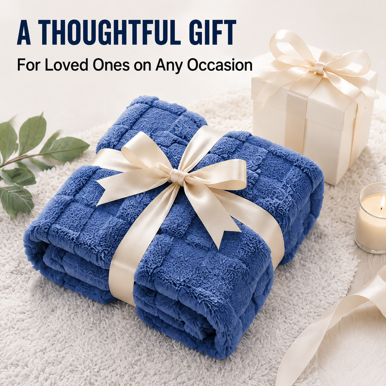 SUNNY HEAT Bed Blanket 78×90 Inches, Breathable and Cozy Microplush for Bed Sofa Couch, Suitable for All Seasons, Classic Blue