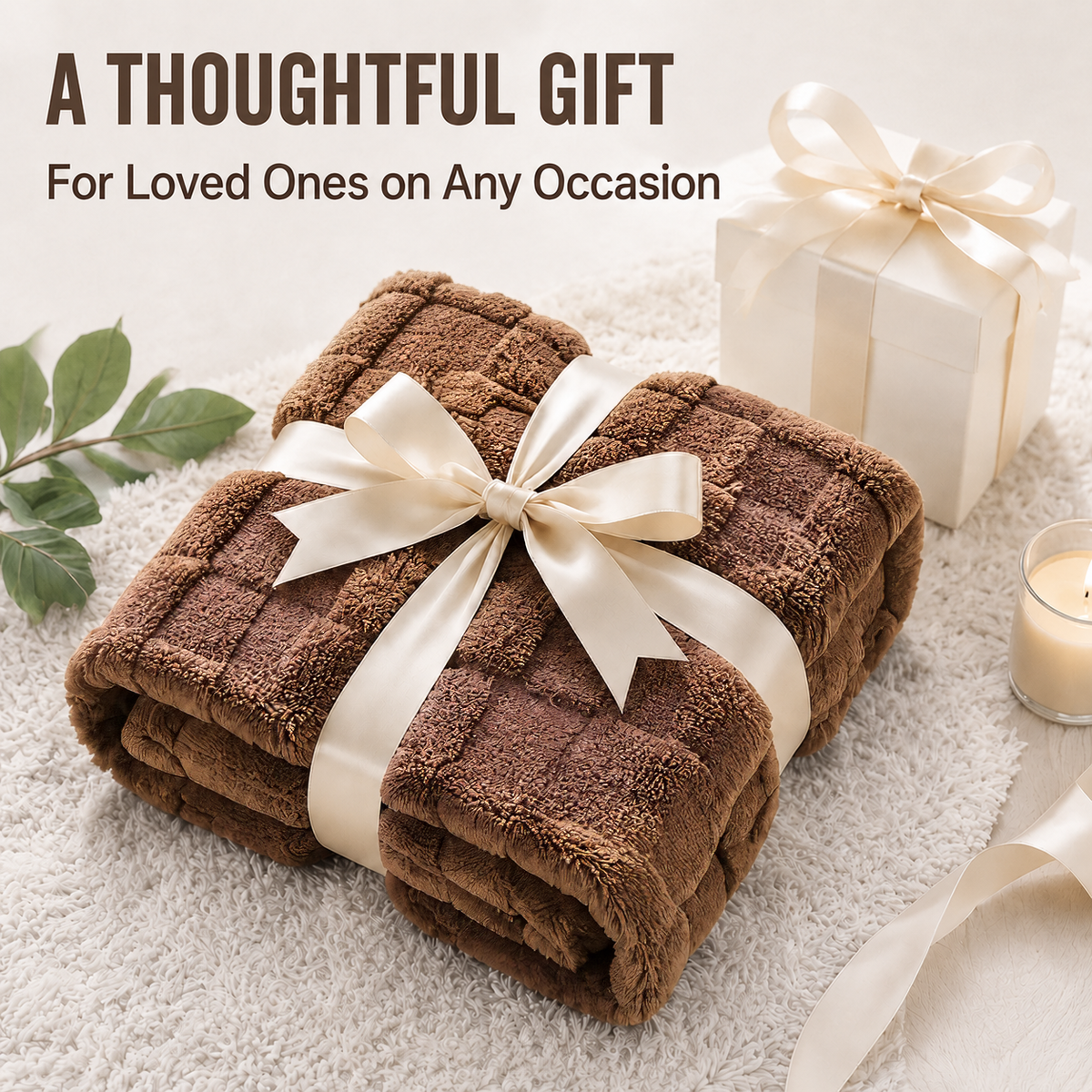 SUNNY HEAT Sherpa Blanket Twin Size 60"x80", Summer Lightweight All-Season Ultra Soft Bed Blanket for Couch, Bed, Sofa, Travel Use, Gift, Brown