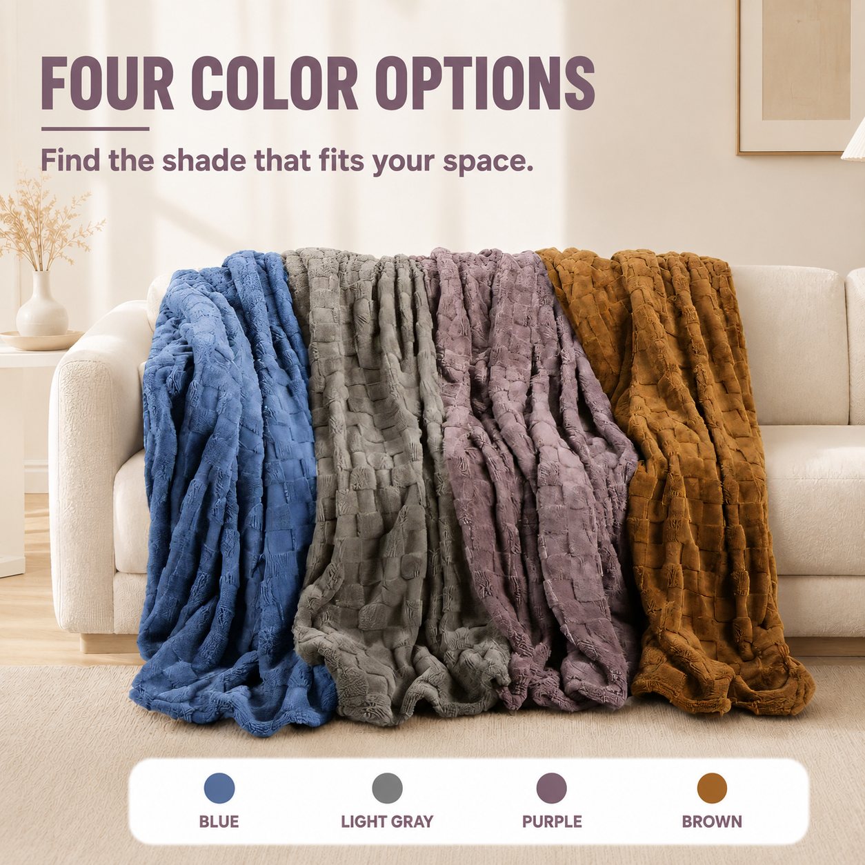 SUNNY HEAT Bed Blanket 78×90 Inches, Breathable and Cozy Microplush for Bed Sofa Couch, Suitable for All Seasons, Gift, Purple