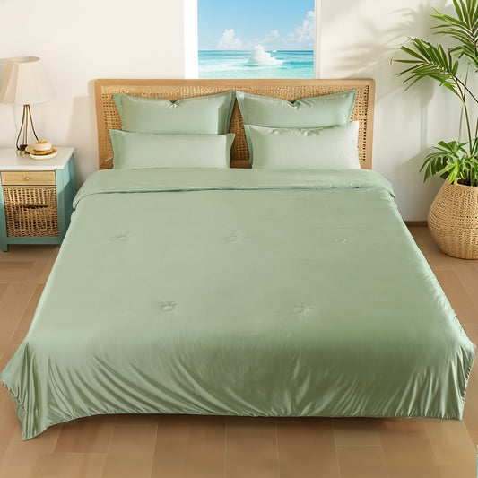 SUNNY HEAT Cooling Comforter Cal King, Reversible All Season Cooling Blanket, Sage Green, 90"x108"