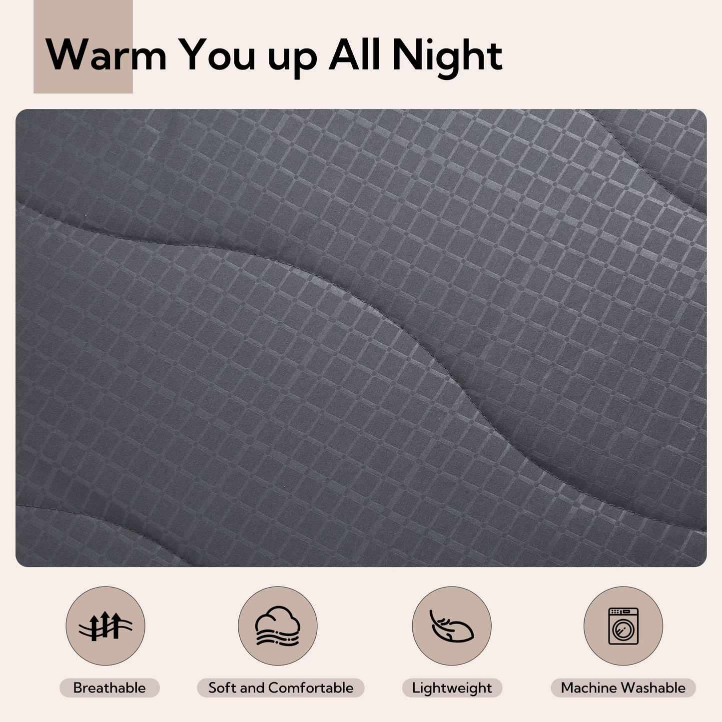 SUNNY HEAT Electric Heated Mattress Pad, Queen Size, 4 Heating Levels, 10-Hour Auto Off, Lightweight Polyester, Grey
