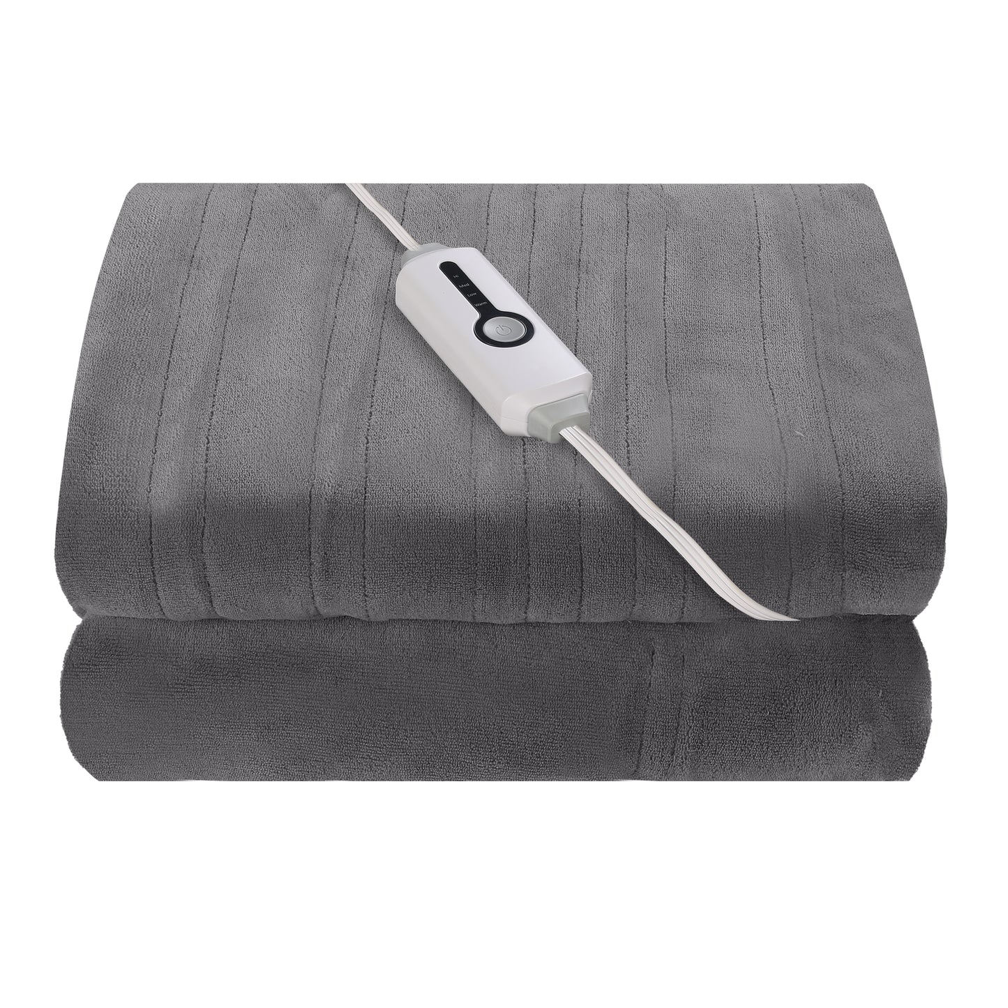 Electric Heated Throw Blanket Coral Fleece 50" x 60" Throw Size-4 Heating Settings & 3 Hours Auto off, Plush Fabric Fast Machine Washablefor-Light Grey