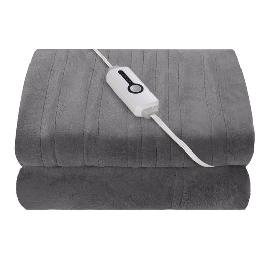 Electric Heated Throw Blanket Coral Fleece 50" x 60" Throw Size-4 Heating Settings & 3 Hours Auto off, Plush Fabric Fast Machine Washablefor-Light Grey