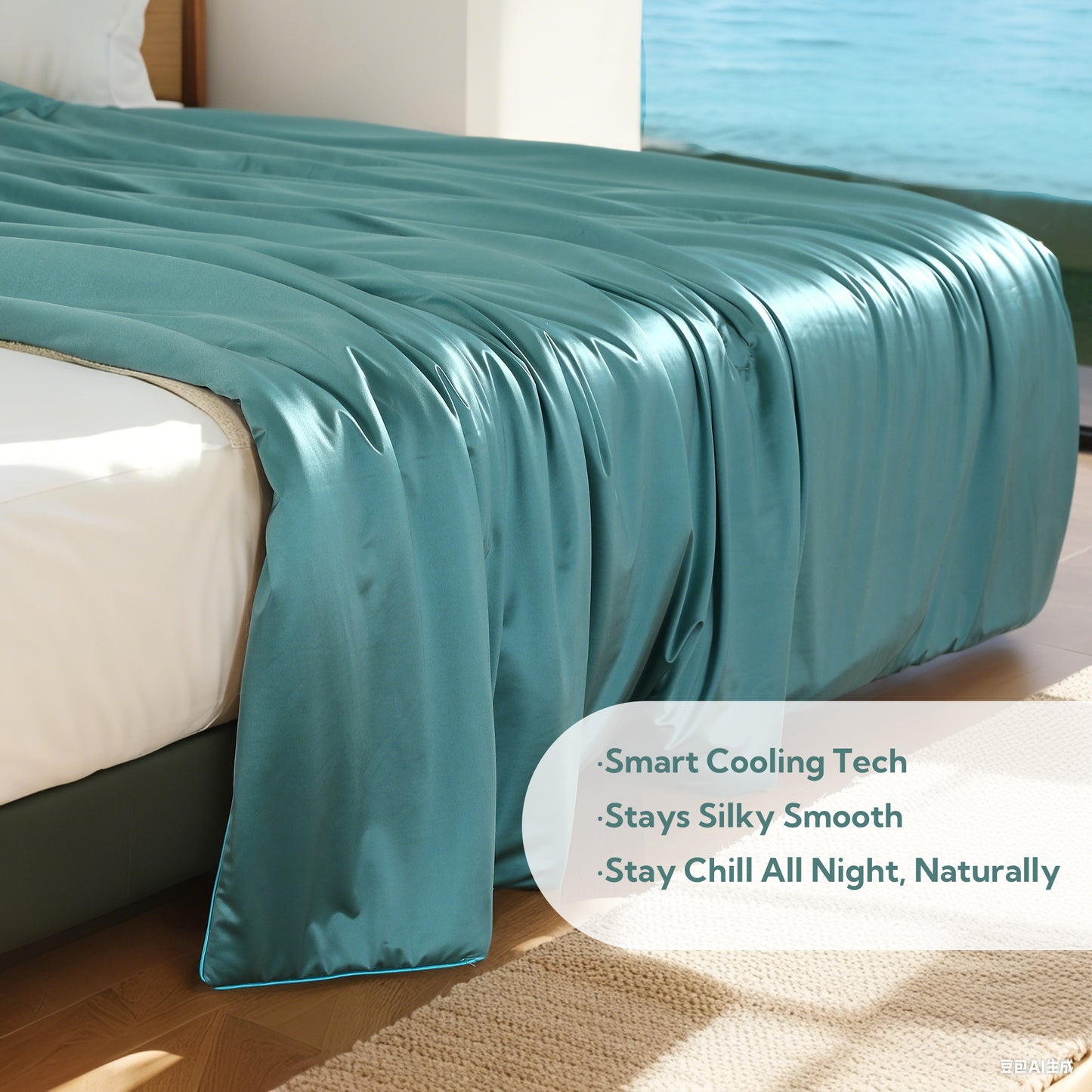 SUNNY HEAT Cooling Comforter Twin XL Size for Hot Sleepers and Night Sweats,  Teal, 59"x79"