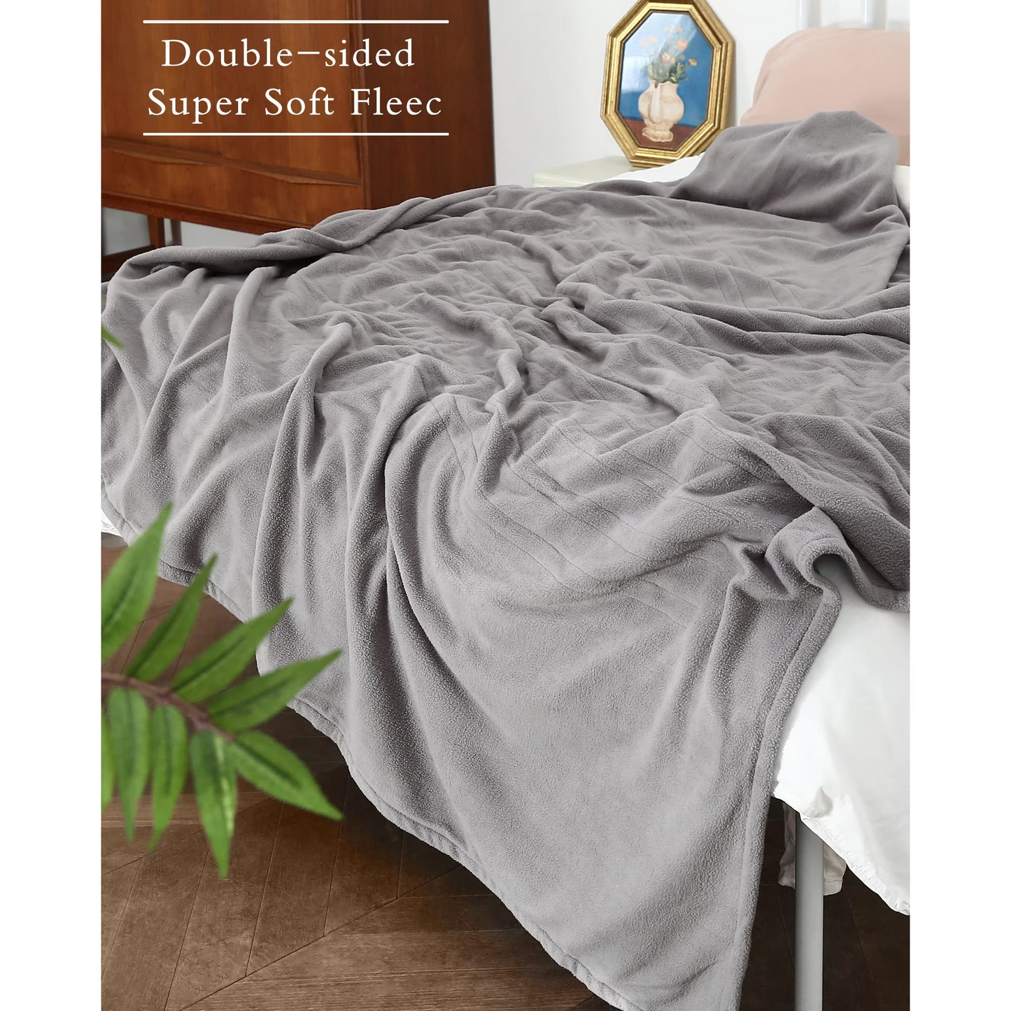 SUNNY HEAT Electric Heated Blanket Full Size 72" x 84" Soft Flannel with 4 Levels Heating & 10Hs Auto off, Machine Washable, Grey