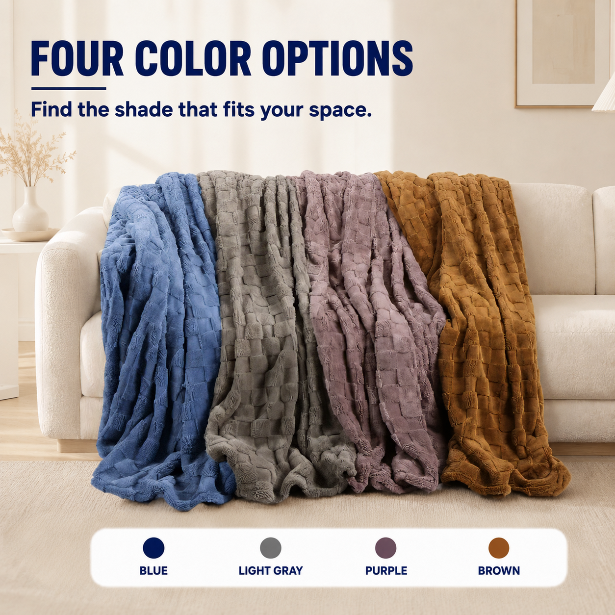 SUNNY HEAT Bed Blanket 78×90 Inches, Breathable and Cozy Microplush for Bed Sofa Couch, Suitable for All Seasons, Classic Blue