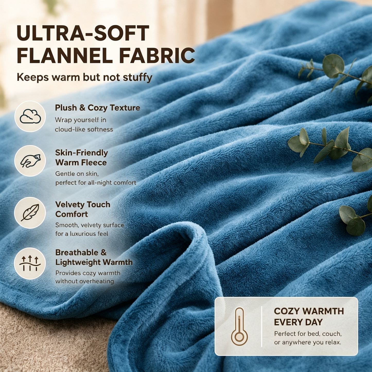 SUNNY HEAT Electric Heated Blanket Full Size 72" x 84" Soft Flannel with 4 Levels Heating & 10Hs Auto off, Machine Washable,Teal
