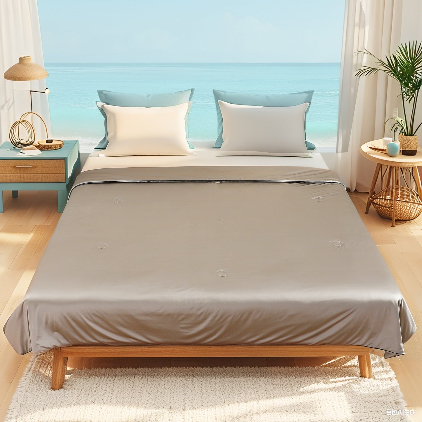 SUNNY HEAT Cooling Comforter Cal King, Reversible All Season Cooling Blanket, Amber, 90"x108"