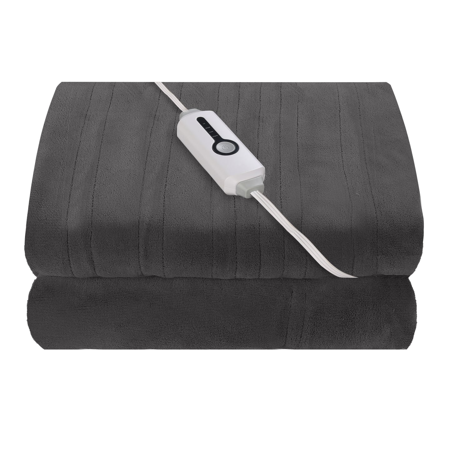 SUNNY HEAT Electric Heated Throw Blanket Coral Fleece 50" x 60" Throw Size-4 Heating Settings & 3 Hours Auto off, Plush Fabric Fast Machine Washablefor-Dark Grey