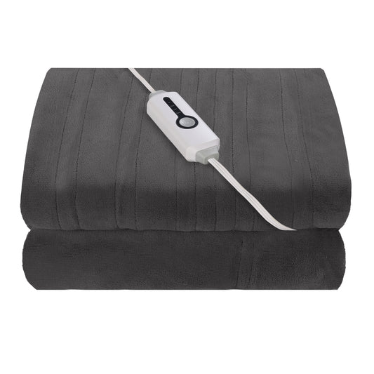 Electric Heated Throw Blanket Coral Fleece 50" x 60" Throw Size-4 Heating Settings & 3 Hours Auto off, Plush Fabric Fast Machine Washablefor-Dark Grey