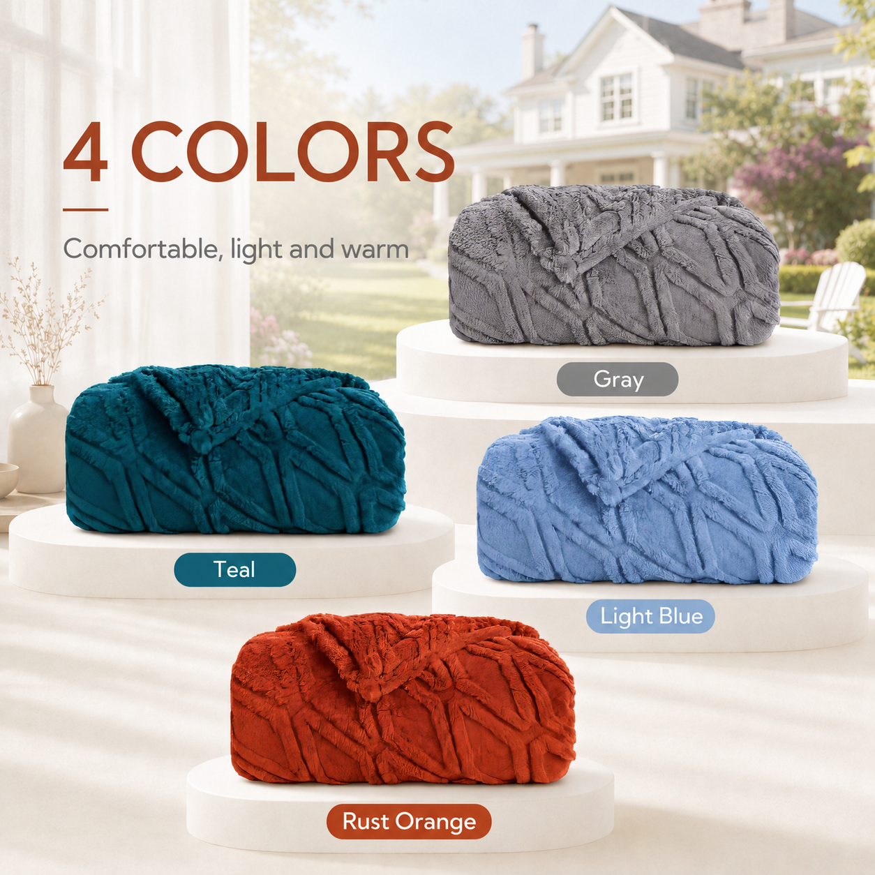 SUNNY HEAT Bed Blanket 78×90 Inches, Breathable and Cozy Microplush for Bed Sofa Couch, Suitable for All Seasons, Orange