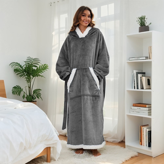 SUNNY HEAT Wearable Blanket, Oversized, Warm & Cozy, Ideal for Bed, Sofa & Travel, Light Grey