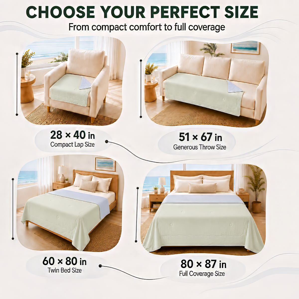 SUNNY HEAT Cooling Summer Comforter Full Size 79"x87", Cooling Blanket for Hot Sleepers, Lightweight Breathable Double-Sided Quilt, Gray & Icegreen