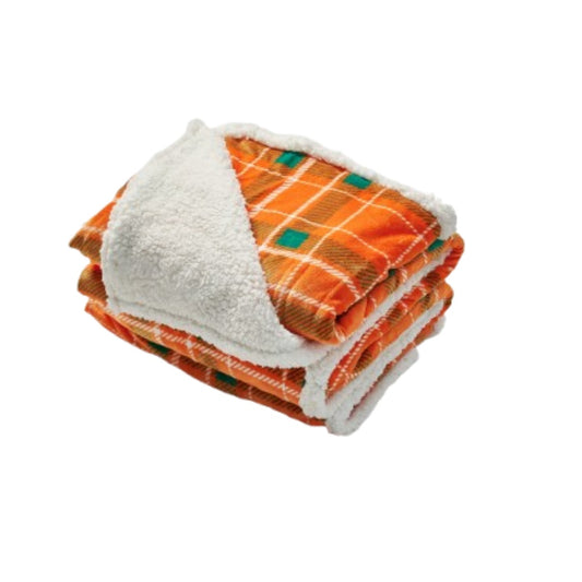 SUNNY HEAT Electric Heated Blanket 72"x84" Full Size, 10 Heating Levels & 12 H Auto Shut Off, Cotton & Microplush Plaid, Orange