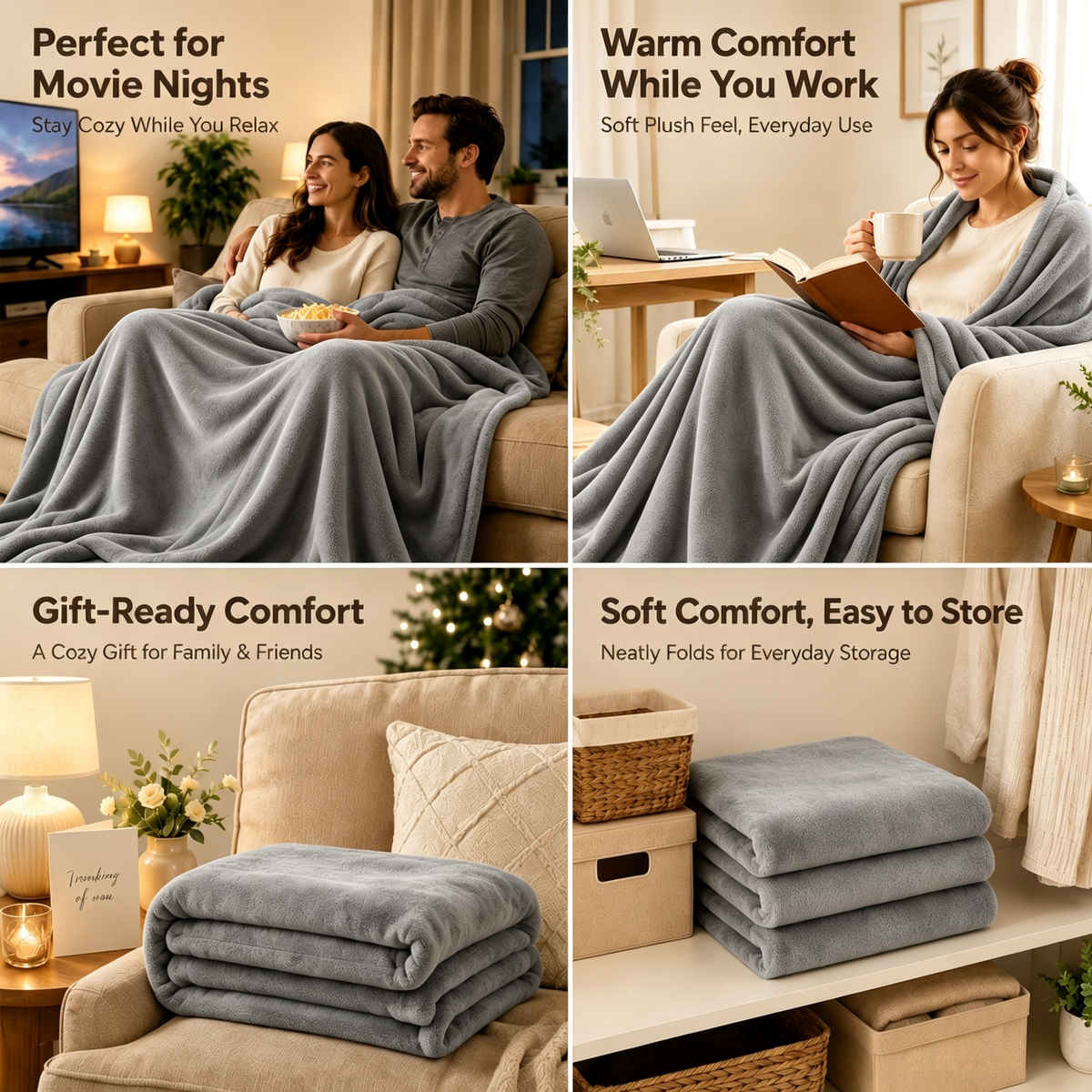 SUNNY HEAT Electric Blanket Heated King 90"×100" -Fast Heating 10 Levels & 1-12H Auto off, Washable, Light Gray