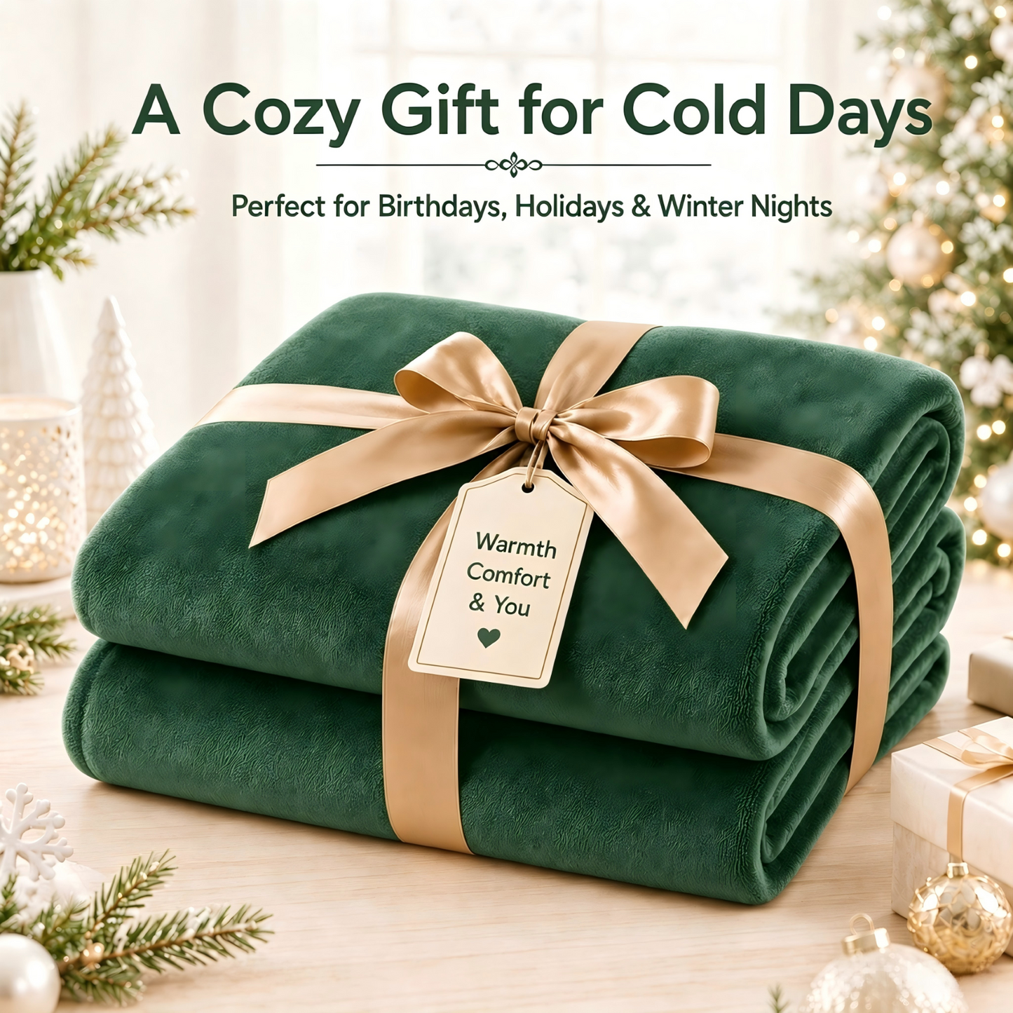 SUNNY HEAT Electric Blanket Heated Twin 62" x 84" -Fast Heating 5 Levels & 10H Auto off, Warm Soft Fannel Machine Washable, for Bed/Couch/Office, Pine Green