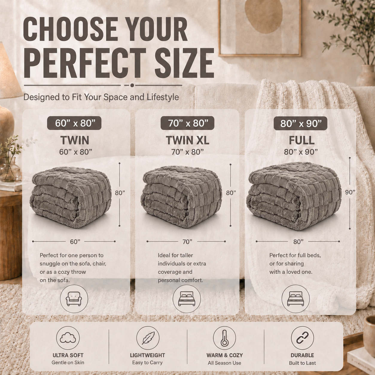 SUNNY HEAT Sherpa Blanket Twin Size 60"x80", Summer Lightweight All-Season Ultra Soft Bed Blanket for Couch, Bed, Sofa, Travel Use, Gift, Light Grey