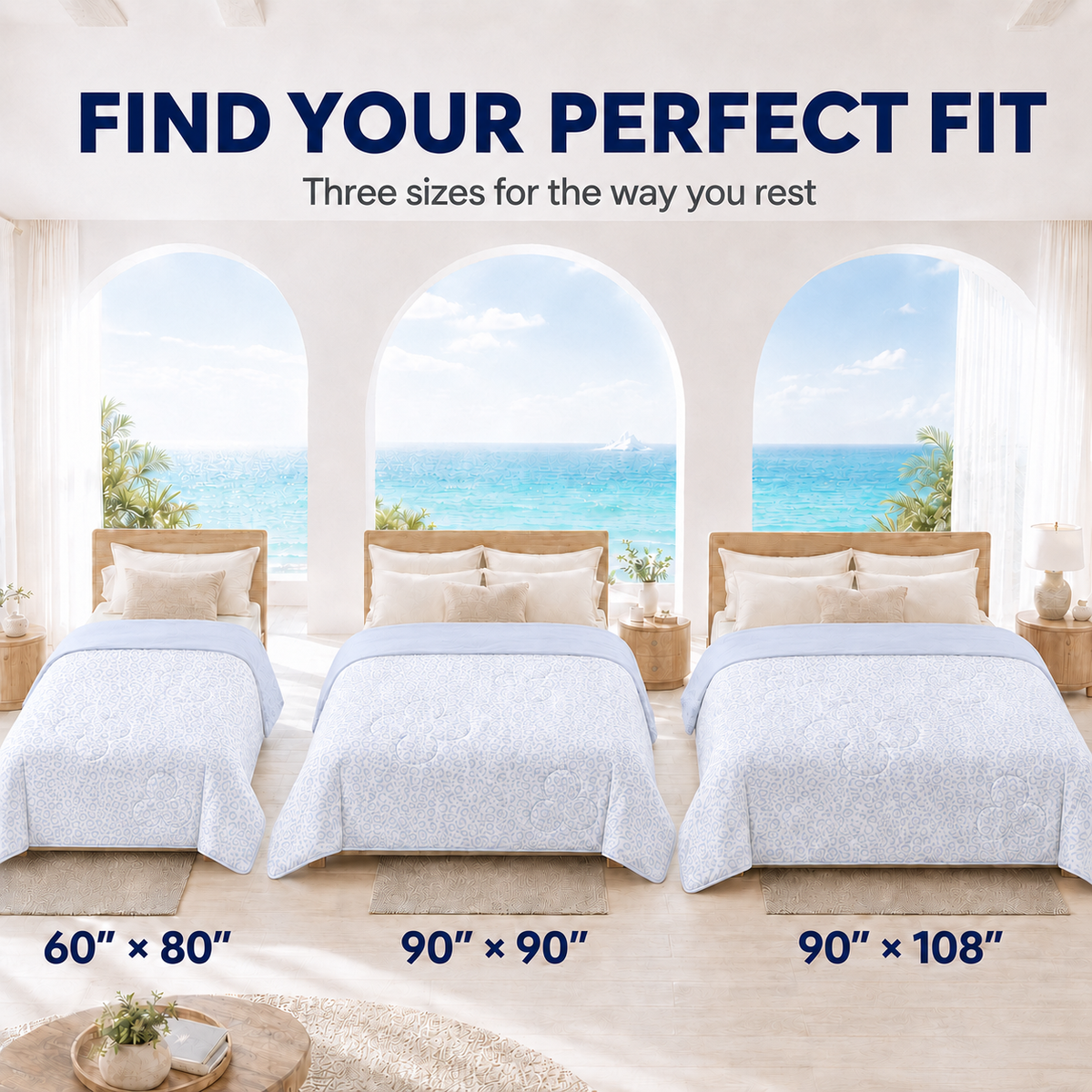 SUNNY HEAT Cooling Summer Comforter King Size 90"x108", Cooling Blanket for Hot Sleepers, Lightweight Breathable Double-Sided Quilt, Leopard Ice Blue