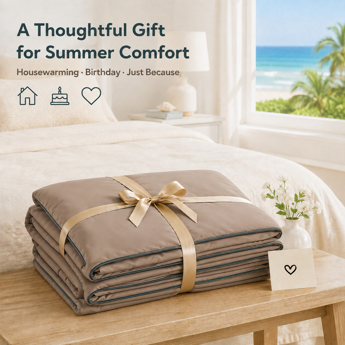 SUNNY HEAT Twin Cooling Comforter for Hot Sleepers, Double-Sided Cooling Blanket for Summer, Breathable Lightweight Bedding, Cocoa Brown, 60"x80"
