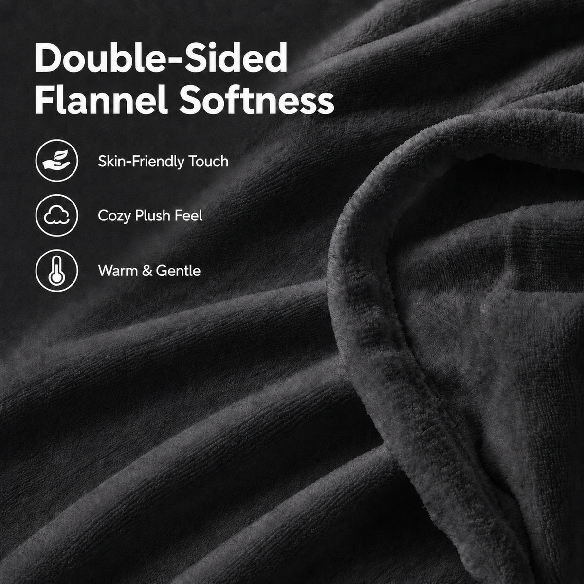 SUNNY HEAT Electric Heated Blanket Flannel 72" x 84" Full Size-4 Heating Settings & 10 Hours Auto off, Warm Machine Washable- Dark Grey