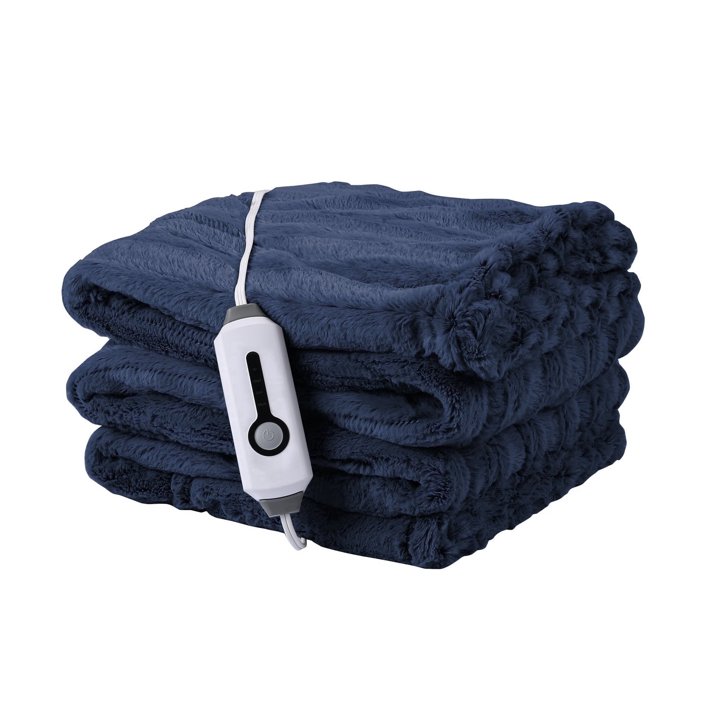 SUNNY HEAT Electric Heated Blanket 50'' x 60'', Soft and Lightweight Faux Fur Electric Blanket, Navy