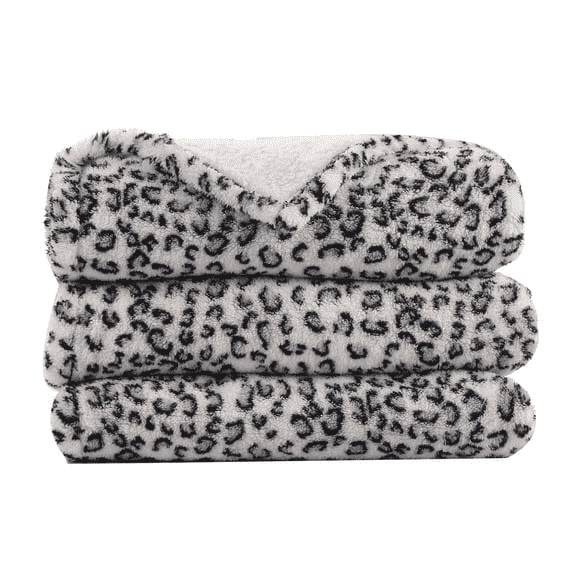 SUNNY HEAT Leopard Print Bed Blanket 28×40 Inches, Breathable Cozy Microplush, for Bed Sofa Couch Recliner, for Pet Dog Cats, All Seasons Use, Leopard Blue White