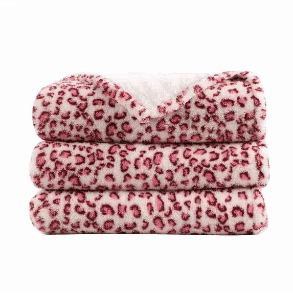 SUNNY HEAT Leopard Print Bed Blanket 28×40 Inches, Breathable Cozy Microplush, for Bed Sofa Couch Recliner, for Pet Dog Cats, All Seasons Use, Leopard Pink White