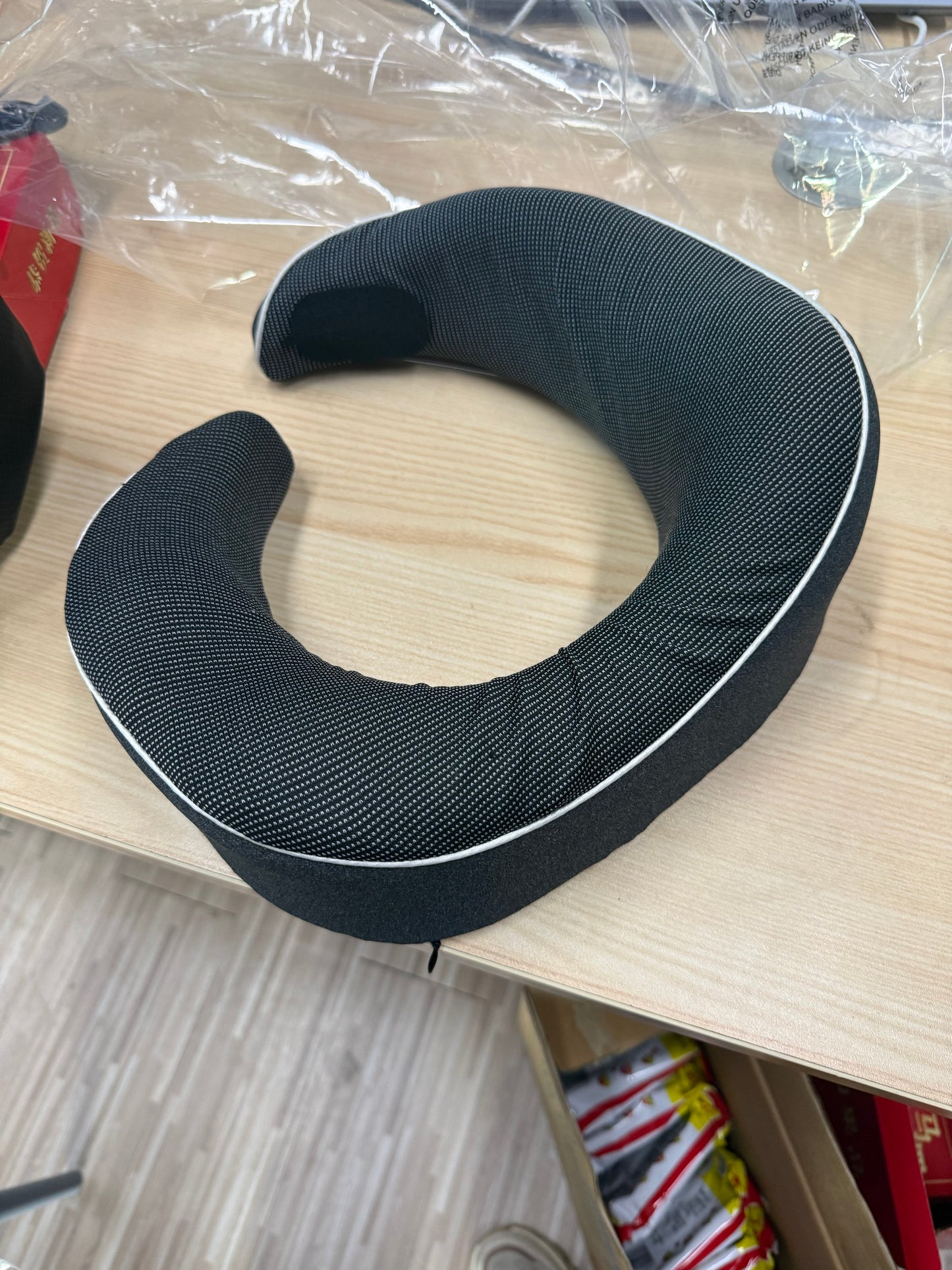 SUNNY HEAT Memory Foam Cervical U-Shaped Neck Pillow with Velcro Closure for Car Plane Office Nap, Dark Grey