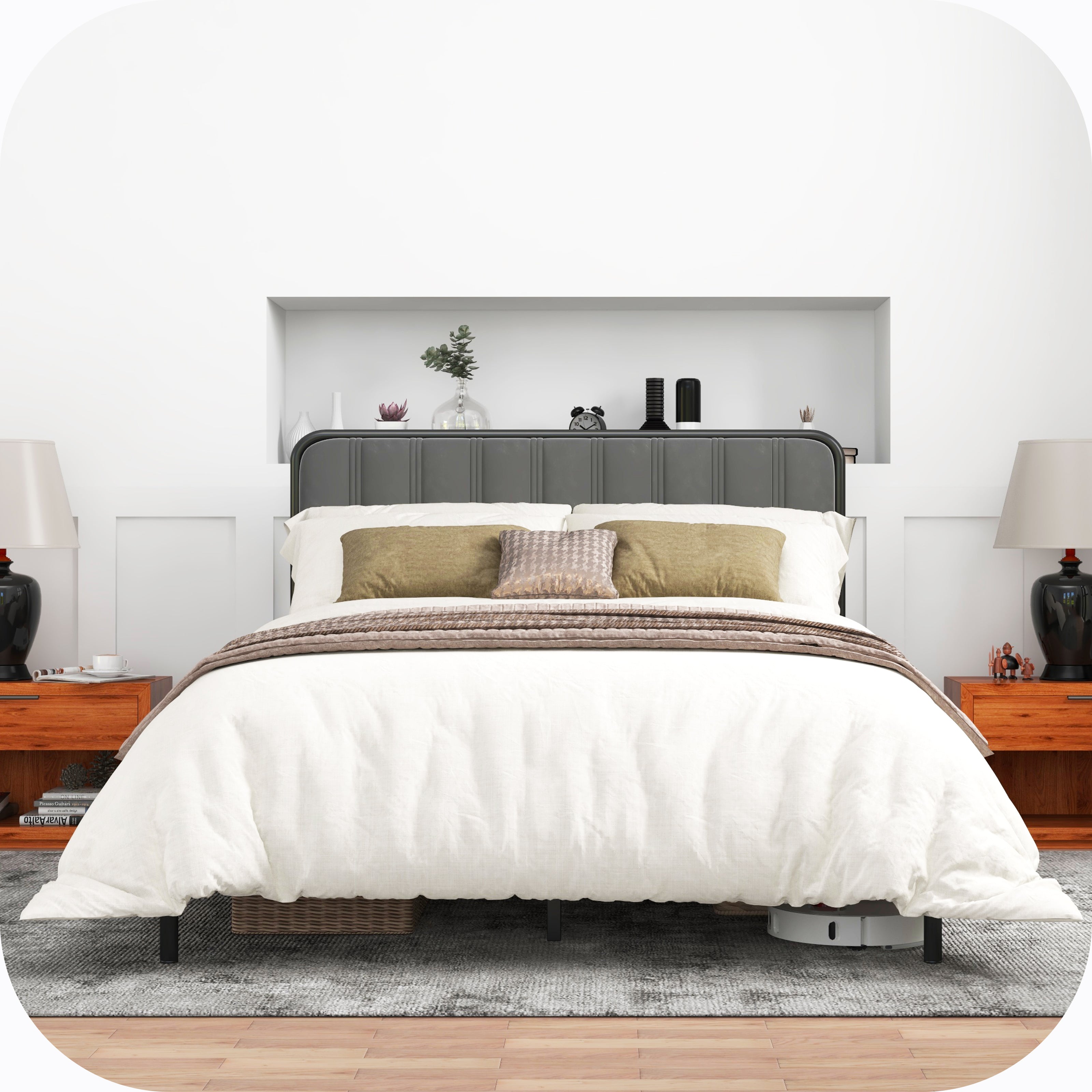 Bed frame online with soft headboard