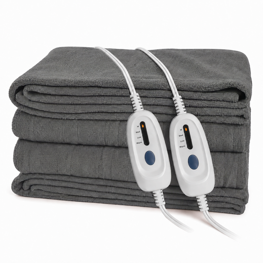 Electric Heated Blanket 84'' x 90'' Queen Size Polar Fleece – Machine Washable, Fast Heating & Overheat Protection, Multi-Scenario Use, Light Gray